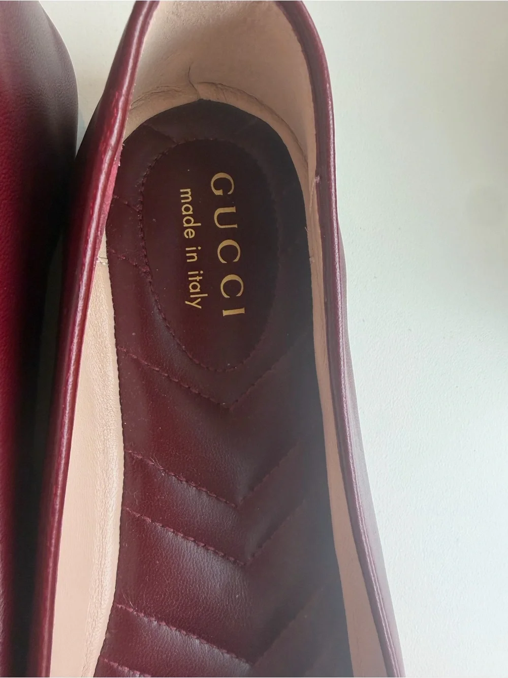 Gucci Women's Burgundy Patent-Toe Ballet Flats with GG Charm
